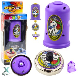 Zestaw Wyrzutnia Z Bączkiem Latający Dysk Jednorożec Fioletowy LEAN TOYS
