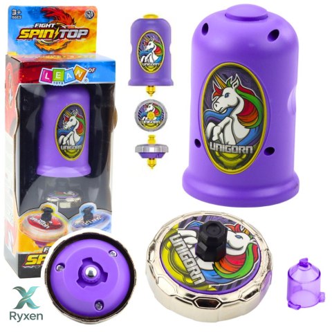 Zestaw Wyrzutnia Z Bączkiem Latający Dysk Jednorożec Fioletowy LEAN TOYS