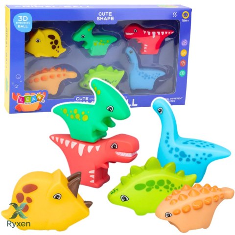 Zestaw Zabawek Do Kąpieli Dinozaury Gumowe Kolorowe 6szt LEAN TOYS