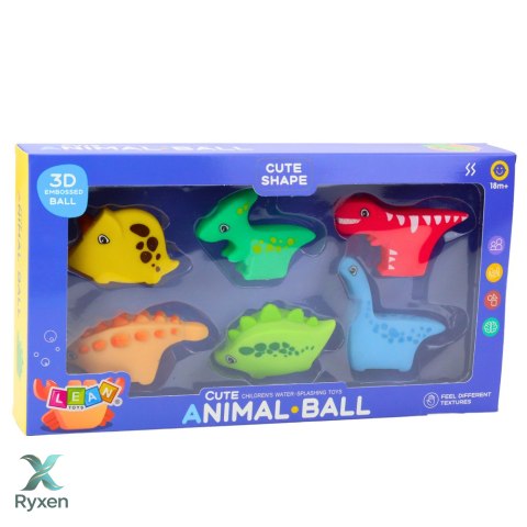 Zestaw Zabawek Do Kąpieli Dinozaury Gumowe Kolorowe 6szt LEAN TOYS
