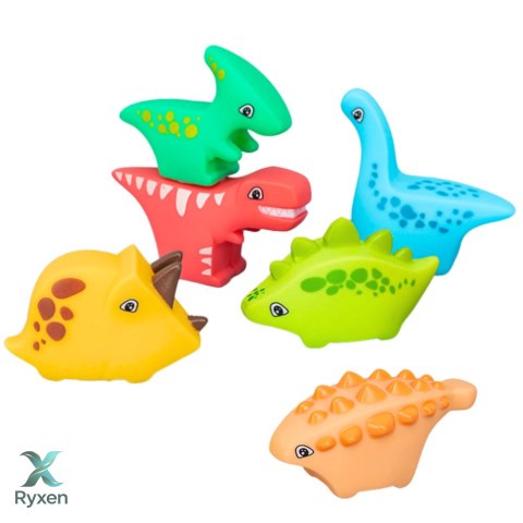 Zestaw Zabawek Do Kąpieli Dinozaury Gumowe Kolorowe 6szt LEAN TOYS