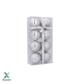 Bombki choinkowe 6cm kpl 8 szt SREBRNE W1 Chomik