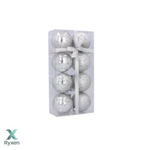 Bombki choinkowe 6cm kpl 8 szt SREBRNE W1 Chomik