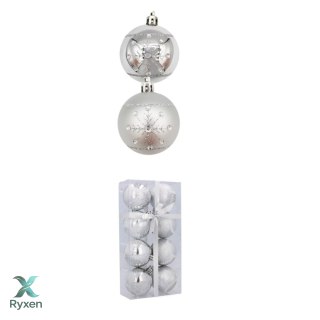 Bombki choinkowe 6cm kpl 8 szt SREBRNE W2 Chomik