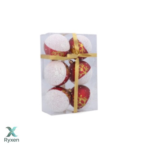 Bombki choinkowe 7cm kpl 6 szt CZERWONE W2 Chomik