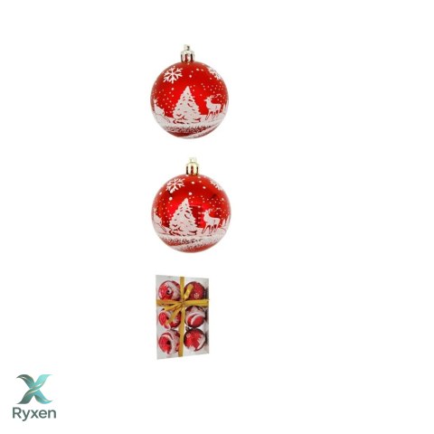 Bombki choinkowe 7cm kpl 6 szt CZERWONE W4 Chomik