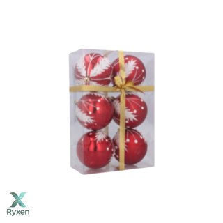 Bombki choinkowe 8cm kpl 6 szt CZERWONE W1 Chomik
