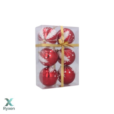 Bombki choinkowe 8cm kpl 6 szt CZERWONE W1 Chomik