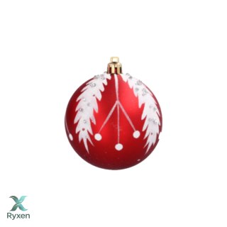 Bombki choinkowe 8cm kpl 6 szt CZERWONE W1 Chomik