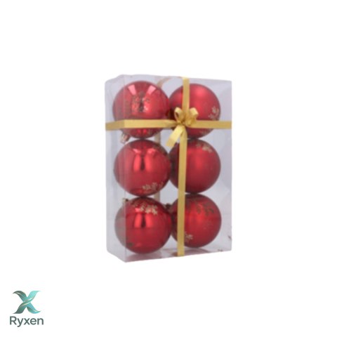 Bombki choinkowe 8cm kpl 6 szt CZERWONE W3 Chomik