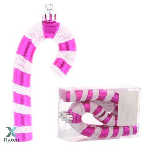 Komplet 4 Ozdób Choinkowych "CUKIERKOWA LASKA" 9cm w Kolorze Różowym Kamai Christmas Decorations