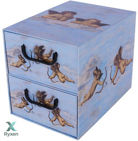 Pudełko kartonowe 2 szuflady pionowe ANIOŁKI NIEBIESKIE MissSpace