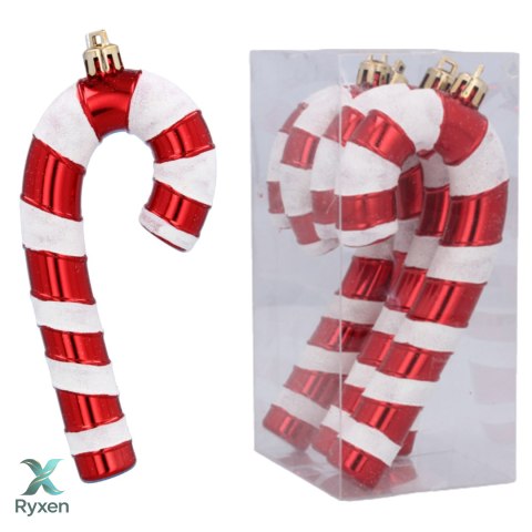 Zawieszki "CUKIERKOWA LASKA" 13cm - Komplet 4 szt. - Kolor: BOŻONARODZENIOWA CZERWIEŃ Kamai Christmas Decorations