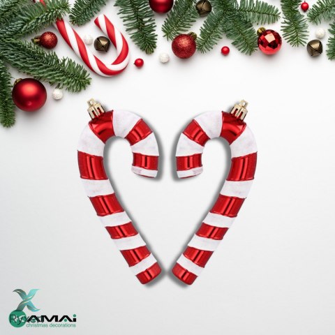 Zawieszki "CUKIERKOWA LASKA" 13cm - Komplet 4 szt. - Kolor: BOŻONARODZENIOWA CZERWIEŃ Kamai Christmas Decorations