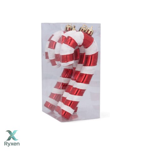 Zawieszki "CUKIERKOWA LASKA" 13cm - Komplet 4 szt. - Kolor: BOŻONARODZENIOWA CZERWIEŃ Kamai Christmas Decorations