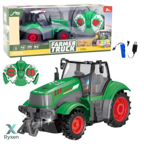 Ciągnik Traktor Rolniczy Zdalnie Sterowany RC Zielony 1:24 LEAN TOYS