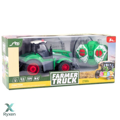 Ciągnik Traktor Rolniczy Zdalnie Sterowany RC Zielony 1:24 LEAN TOYS