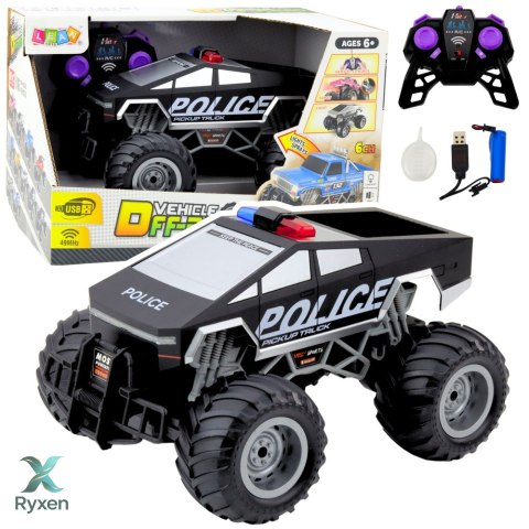 Auto Terenowe Policyjne Off-Road RC Zdalnie Sterowane Czarne 1:16 LEAN TOYS