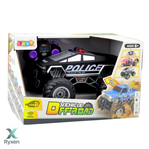 Auto Terenowe Policyjne Off-Road RC Zdalnie Sterowane Czarne 1:16 LEAN TOYS