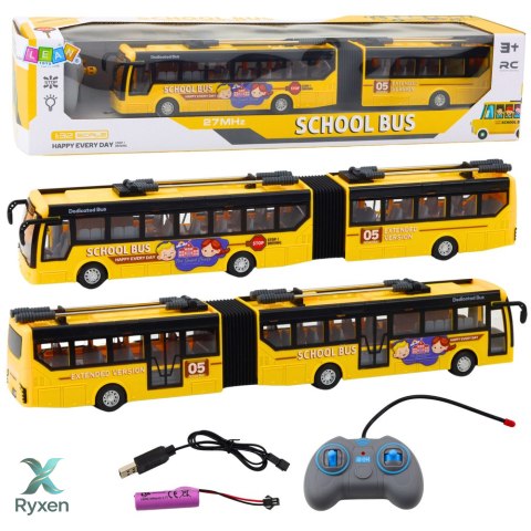 Autobus Szkolny Trolejbus Przegubowy Zdalnie Sterowany RC 1:32 Żółty LEAN TOYS
