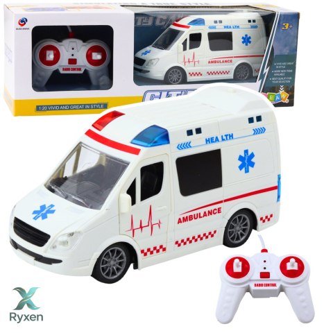 Karetka Ambulans Zdalnie Sterowany RC Światła Dźwięki 1:20 Biały LEAN TOYS