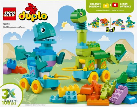 Klocki duplo 10451 3 w 1 dinozaury na kółkach LEGO