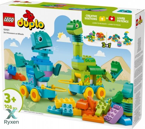 Klocki duplo 10451 3 w 1 dinozaury na kółkach LEGO