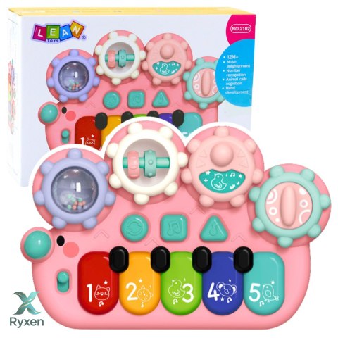 Pianinko Interaktywne Dla Dzieci Koła Zębate Różowe LEAN TOYS