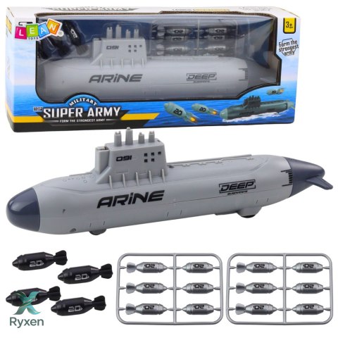 Statek Łódź Podwodna Strzelająca Torpedami Napęd Szara 28cm LEAN TOYS