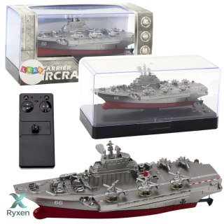 Statek Militarny Łódź Zdalnie Sterowana RC Srebrna 15cm LEAN TOYS
