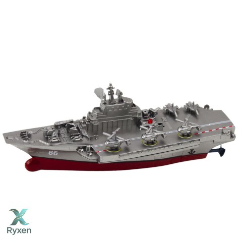 Statek Militarny Łódź Zdalnie Sterowana RC Srebrna 15cm LEAN TOYS