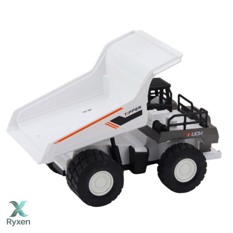 Wywrotka Ciężarówka Budowlana Metalowe Elementy Napęd Biała LEAN TOYS