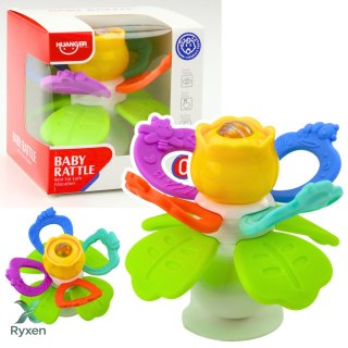 Zabawka Sensoryczna Dla Malucha Kwiatek Obrotowy Z Gryzakami i Przyssawką LEAN TOYS