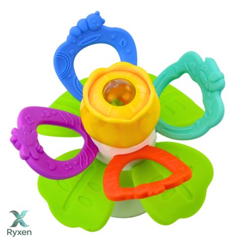 Zabawka Sensoryczna Dla Malucha Kwiatek Obrotowy Z Gryzakami i Przyssawką LEAN TOYS