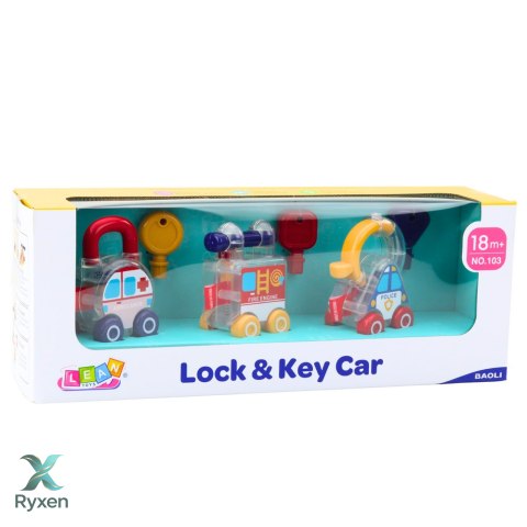 Zestaw Autek Z Kluczem Edukacyjne Policja Straż Karetka 3szt LEAN TOYS