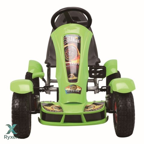 Sportowy Gokart Na Pedały F618 Pomowane Koła Obciążenie 50kg Zielony LEAN CARS