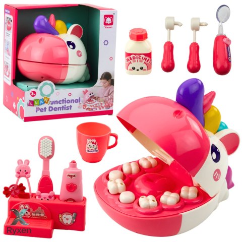 Jednorożec Dentysta Zestaw Edukacyjny Lekarz Stomatolog Różowy LEAN TOYS