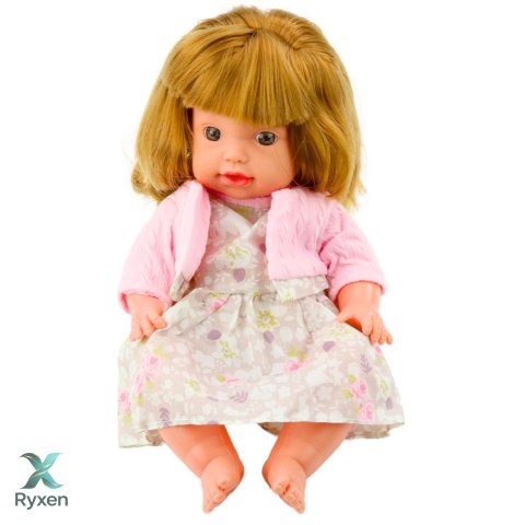 Lalka Bobas Z Butelką Do Karmienia Sukienka Pudrowy Róż Dźwięki 30cm LEAN TOYS
