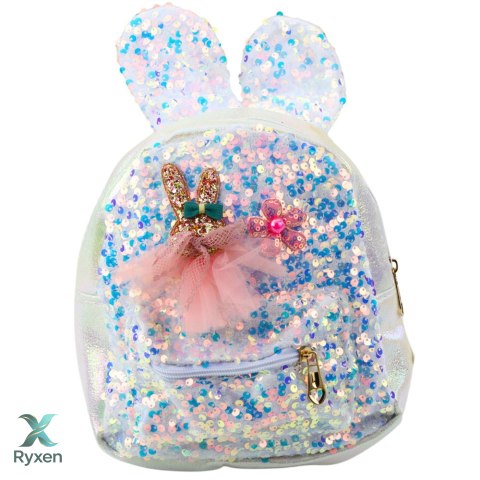 Plecak Dziecięcy Cekiny Uszy Królika Biały 22cm 4.4L LEAN