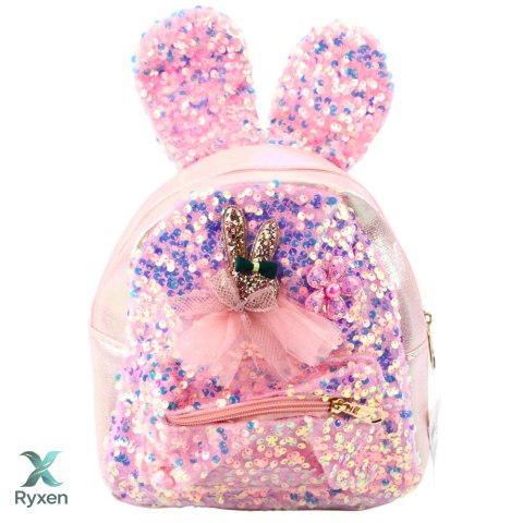 Plecak Dziecięcy Cekiny Uszy Królika Jasnoróżowy 22cm 4.4L LEAN