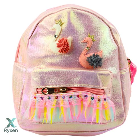 Plecak Dziecięcy Łabędzie Koronka Ozdoby Różowy 22cm 2,8L LEAN TOYS