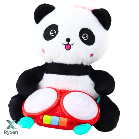 Pluszowa Panda Z Bębenkami Maskotka Przytulanka Światła Dźwięki LEAN TOYS