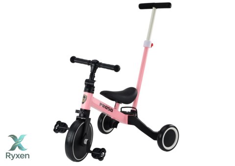 Rower Trójkołowy PRO50 Rowerek Z Rączką Do Prowadzenia Różowy LEAN TRIKE