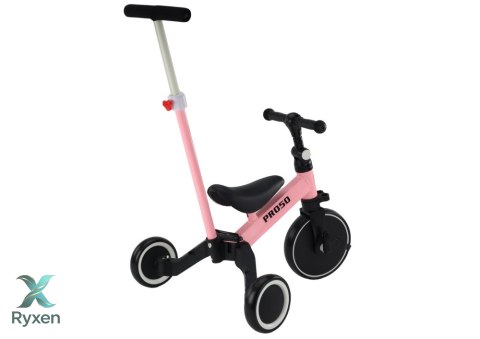 Rower Trójkołowy PRO50 Rowerek Z Rączką Do Prowadzenia Różowy LEAN TRIKE