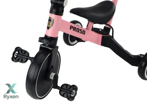 Rower Trójkołowy PRO50 Rowerek Z Rączką Do Prowadzenia Różowy LEAN TRIKE
