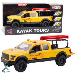 Samochód Terenowy Transport Kajaków Światła Dźwięki Żółty LEAN TOYS