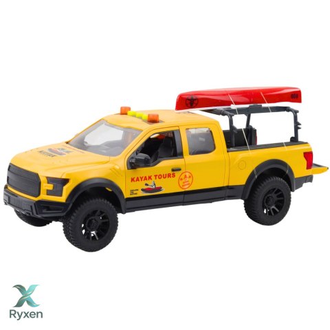 Samochód Terenowy Transport Kajaków Światła Dźwięki Żółty LEAN TOYS