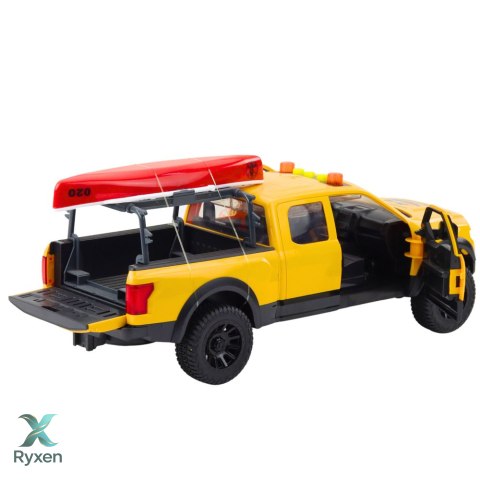 Samochód Terenowy Transport Kajaków Światła Dźwięki Żółty LEAN TOYS
