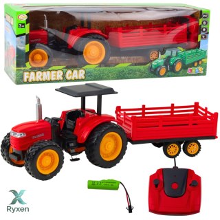 Traktor Farmerski Z Przyczepą Zdalnie Sterowany RC Czerwony LEAN TOYS