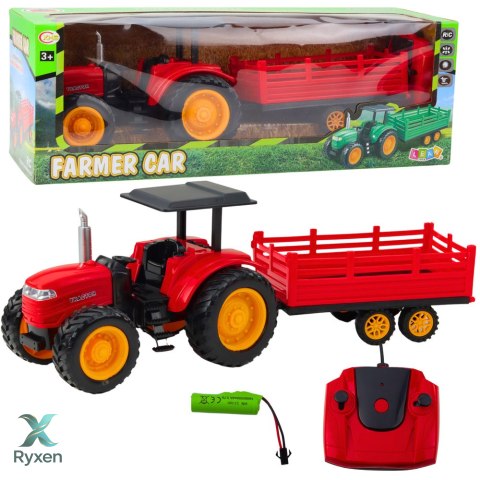 Traktor Farmerski Z Przyczepą Zdalnie Sterowany RC Czerwony LEAN TOYS